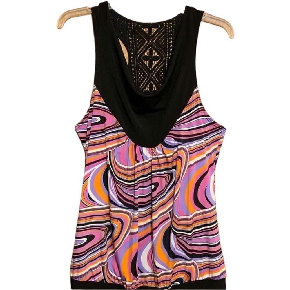Pink and Black Swirly Racer Tank
